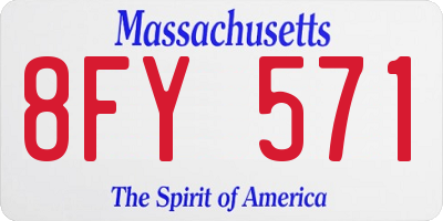 MA license plate 8FY571