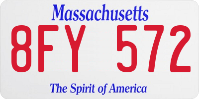 MA license plate 8FY572