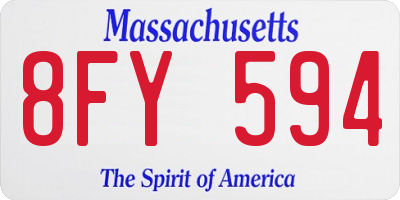 MA license plate 8FY594