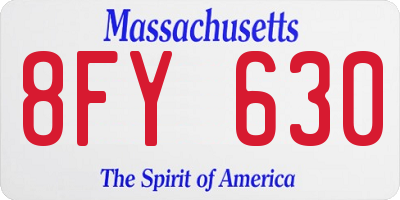 MA license plate 8FY630