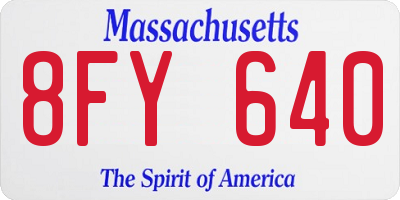 MA license plate 8FY640