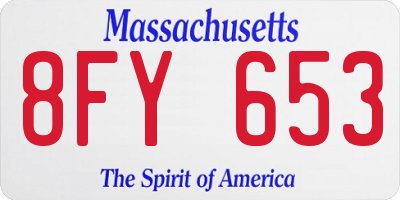 MA license plate 8FY653