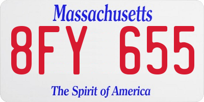 MA license plate 8FY655