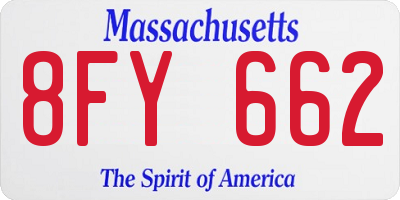 MA license plate 8FY662