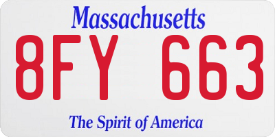 MA license plate 8FY663