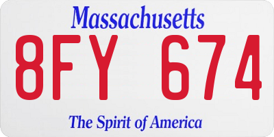 MA license plate 8FY674