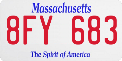 MA license plate 8FY683