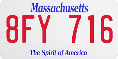 MA license plate 8FY716