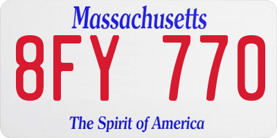 MA license plate 8FY770