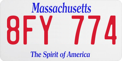 MA license plate 8FY774