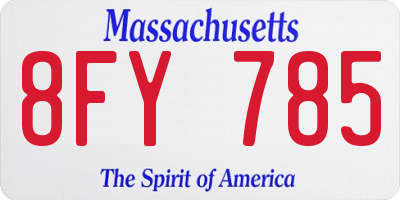 MA license plate 8FY785