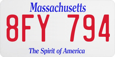 MA license plate 8FY794