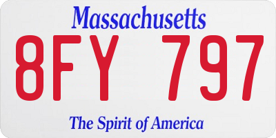 MA license plate 8FY797