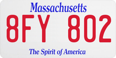MA license plate 8FY802