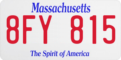 MA license plate 8FY815