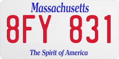 MA license plate 8FY831