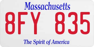 MA license plate 8FY835
