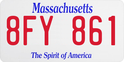 MA license plate 8FY861