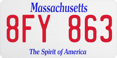 MA license plate 8FY863