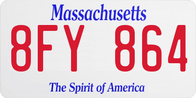 MA license plate 8FY864