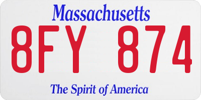 MA license plate 8FY874