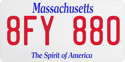 MA license plate 8FY880