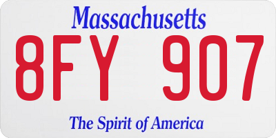 MA license plate 8FY907