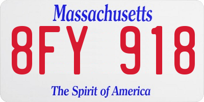 MA license plate 8FY918