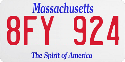 MA license plate 8FY924