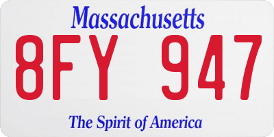 MA license plate 8FY947