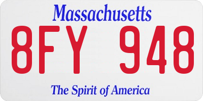 MA license plate 8FY948
