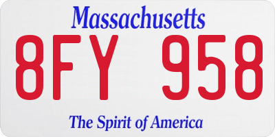 MA license plate 8FY958