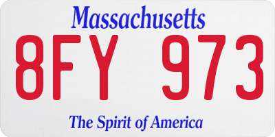 MA license plate 8FY973
