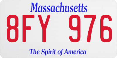 MA license plate 8FY976