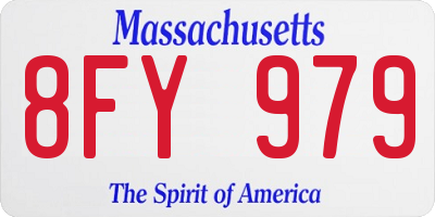 MA license plate 8FY979