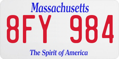 MA license plate 8FY984