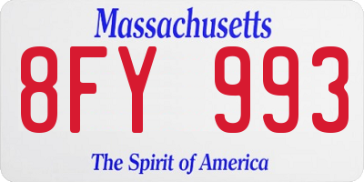 MA license plate 8FY993