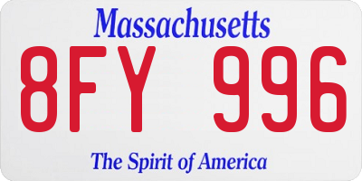 MA license plate 8FY996