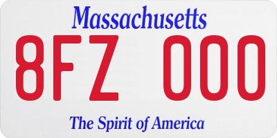 MA license plate 8FZ000