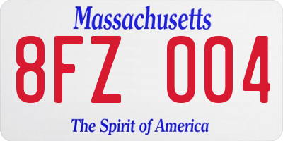 MA license plate 8FZ004