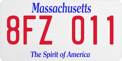 MA license plate 8FZ011