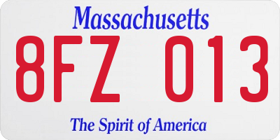 MA license plate 8FZ013