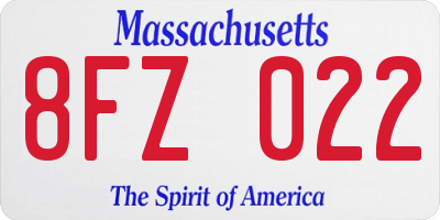 MA license plate 8FZ022