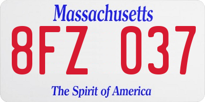 MA license plate 8FZ037