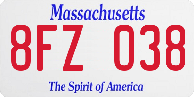MA license plate 8FZ038