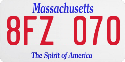 MA license plate 8FZ070