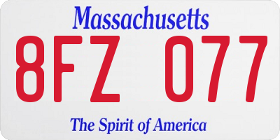 MA license plate 8FZ077
