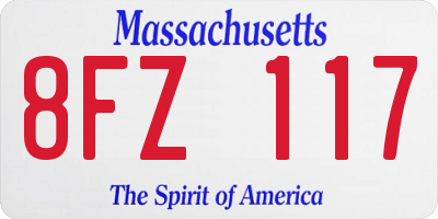 MA license plate 8FZ117