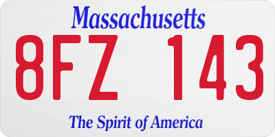 MA license plate 8FZ143