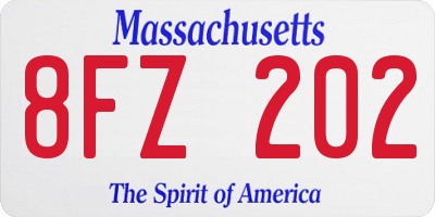 MA license plate 8FZ202